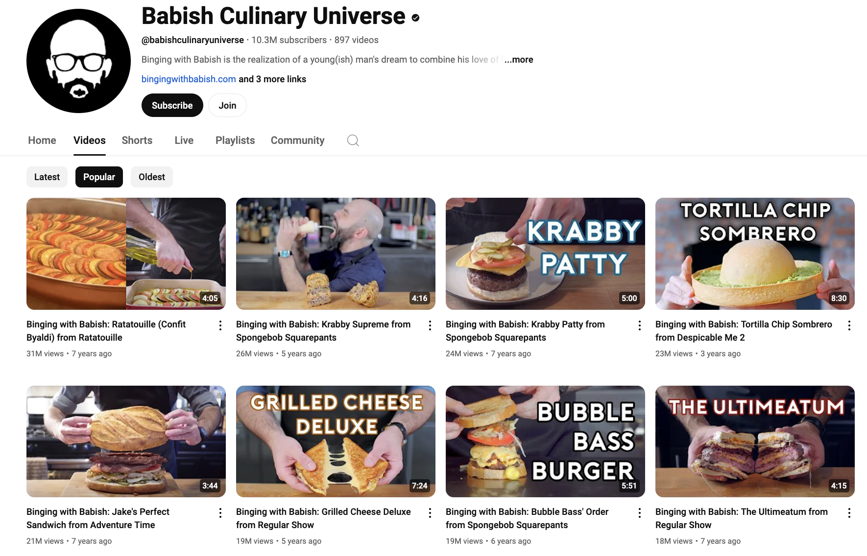 Babish Culinary Universe YouTube Channel