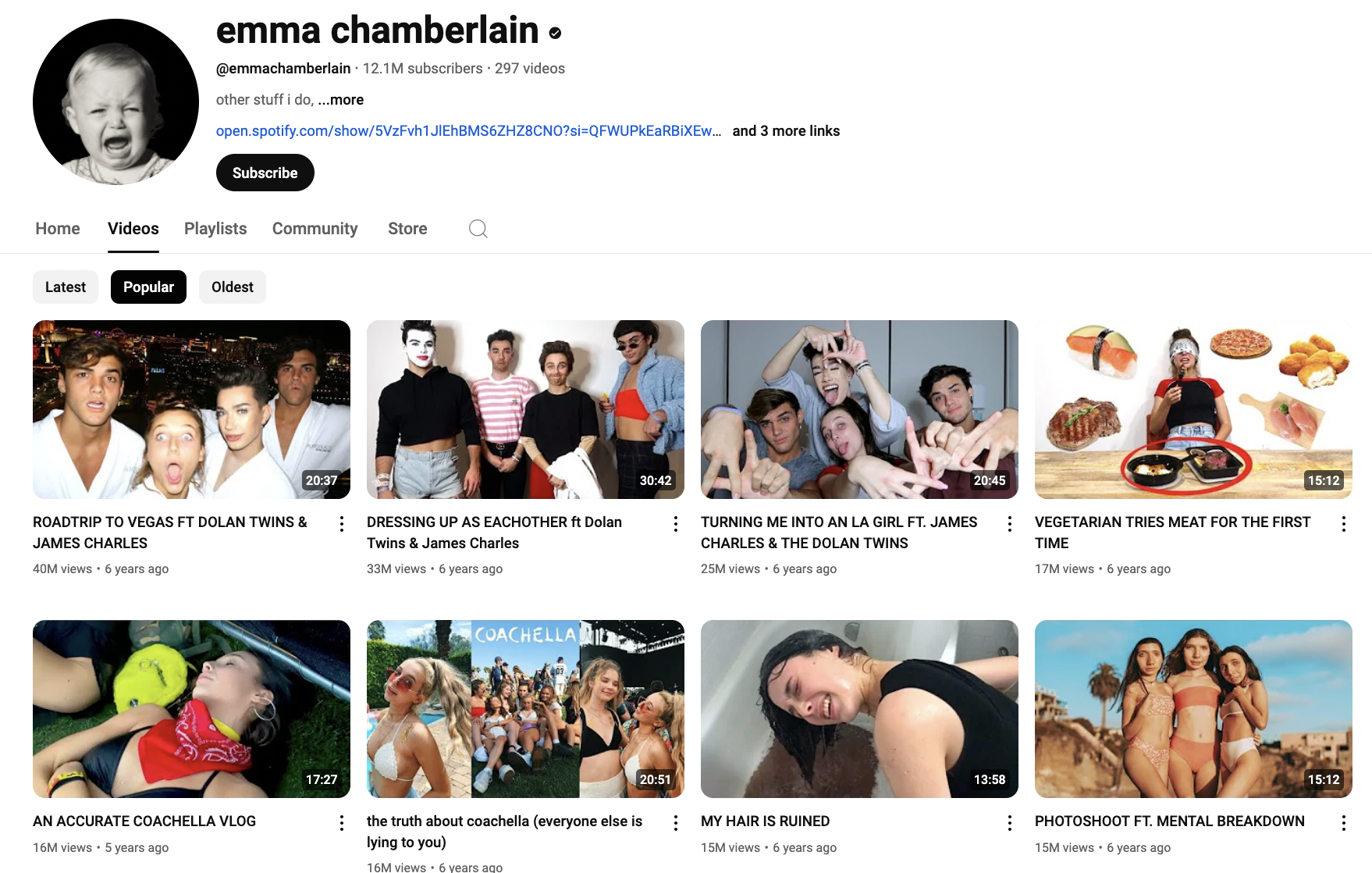emma chamberlain YouTube Channel