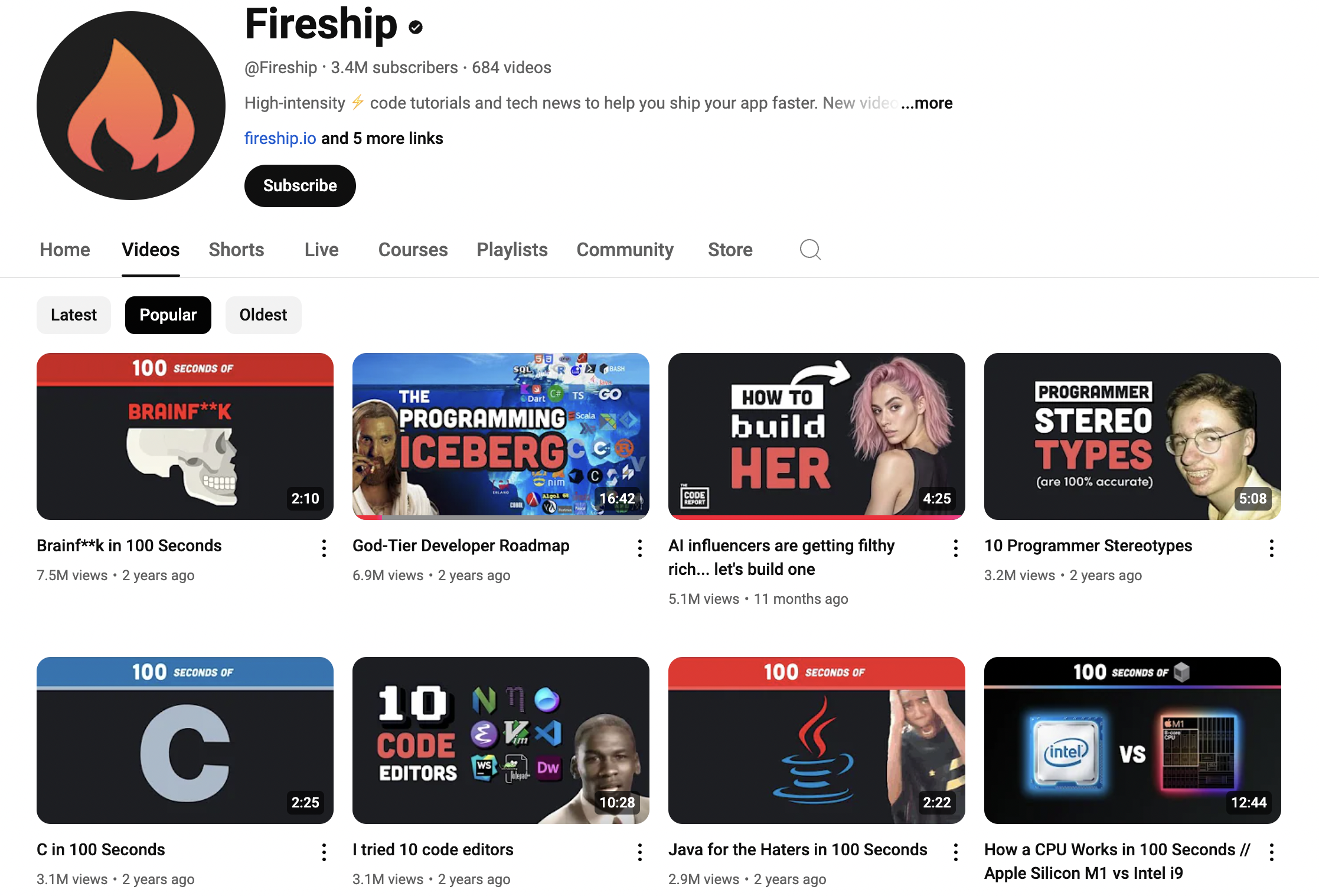 Fireship YouTube Channel
