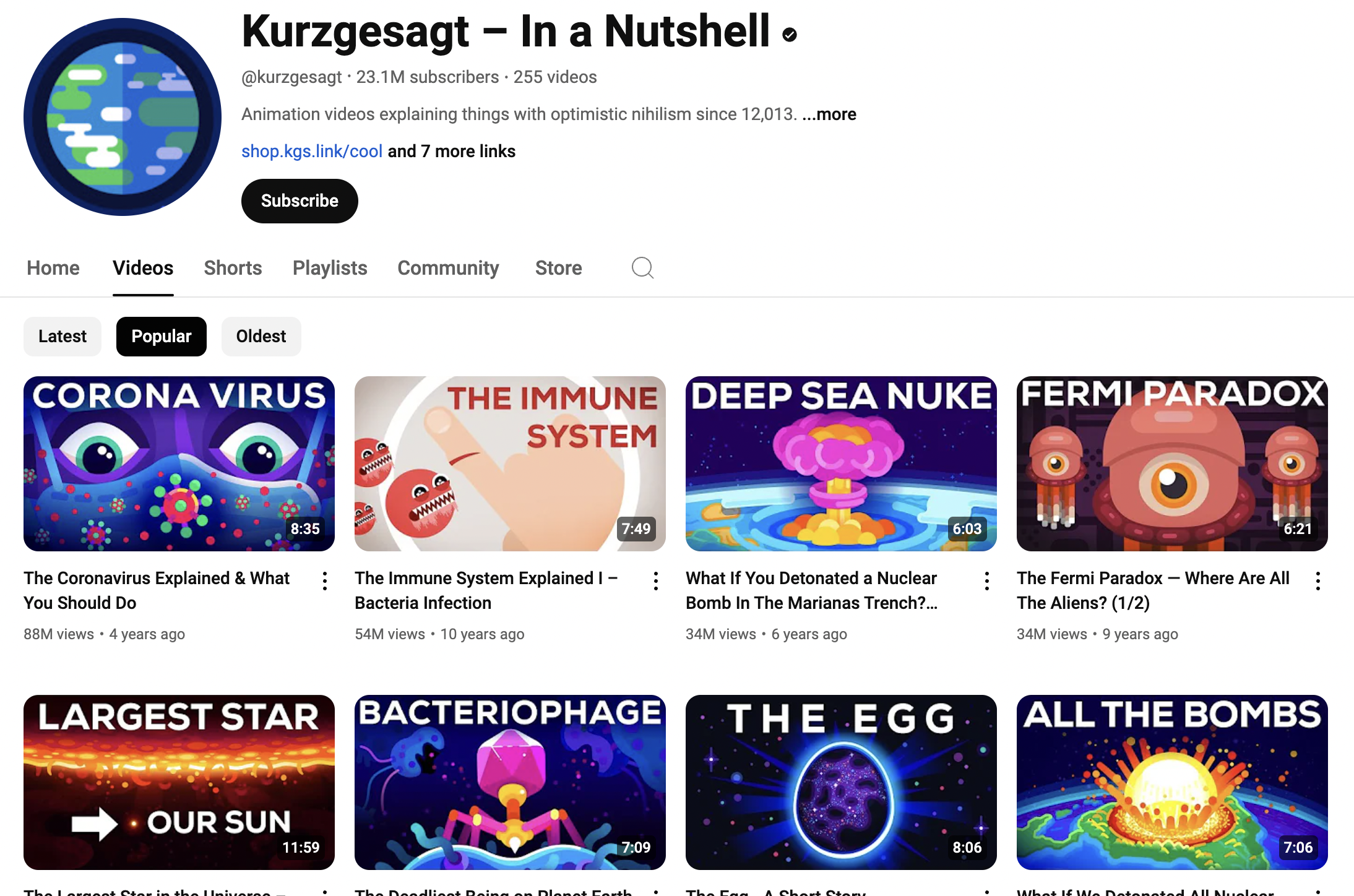 Kurzgesagt YouTube Channel