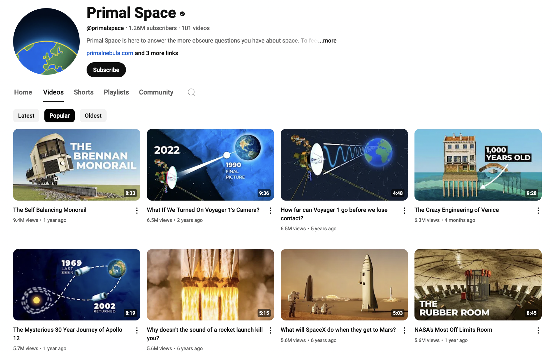 Primal Space YouTube Channel